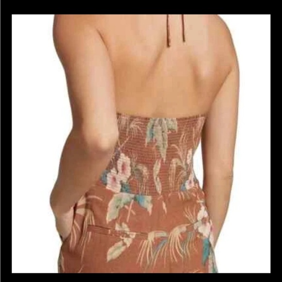 PAIGE Portland Floral Halter Jumpsuit Sz 6 NEW NWT Mocha Bisque - Picture 4 of 8